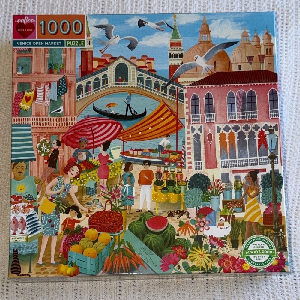 eeBoo Venice Open Market 1000 Piece Jigsaw Puzzle Uta Krogmann Square New
